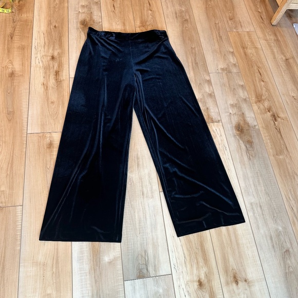 Alex Evenings Women's Black Velvet Flowy Pull On Pants Elastic Waist Size XL - Picture 3 of 14